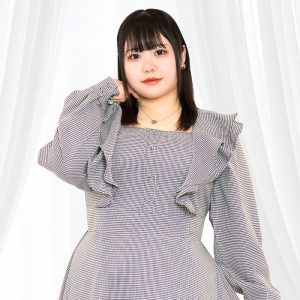 フリル千鳥格子長袖ロングワンピース（大きいサイズ）