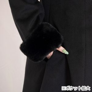 ファー＆ブローチ付きロング丈コート(3L/4L/5L/6L)大きいサイズ